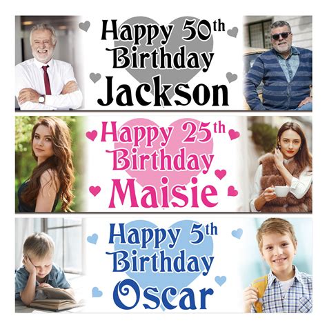 Personalised Birthday Banners Photos 2pcs From £649 Free Post