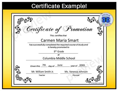 Certificate Of Promotion Template