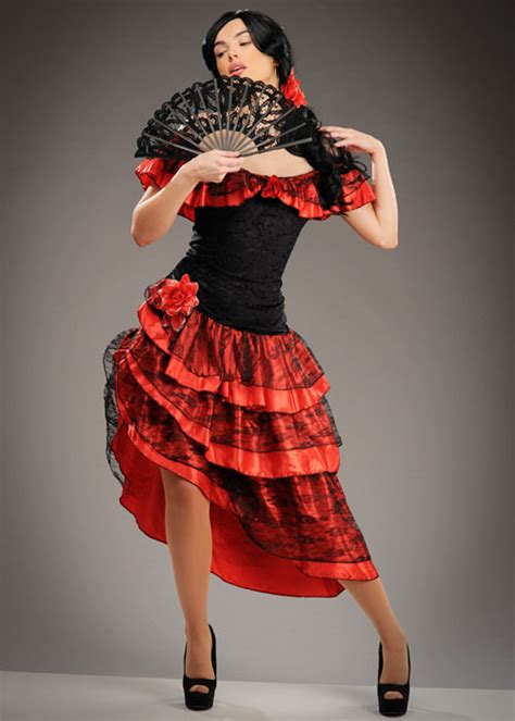 Ladies Red Spanish Senorita Flamenco Costume