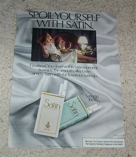 1983 Ad Page Satin Cigarettes Sexy Girl Smoking Vintage
