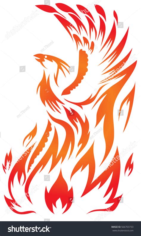Stock Vektor Flaming Phoenix Bird Open Beak Bez Autorsk Ch Poplatk
