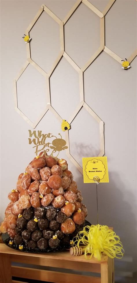 Honey bee baby bather : Donut hole beehive with honeycomb popsicle sticks decor ...