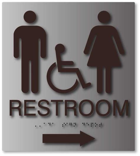Unisex Wheelchair Accessible Restroom Signs With Directional Arrow Ada Sign Depot