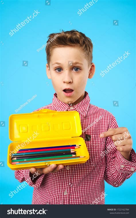 Cheerful Schoolboy Learning Lifestyle Education Pencil Stock Photo
