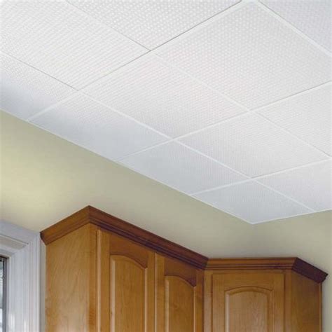 Tin ceiling tiles are a type of ceiling covering associated with victorian interior design. SpectraTile® Millennium White Waterproof Drop Ceiling Tile ...