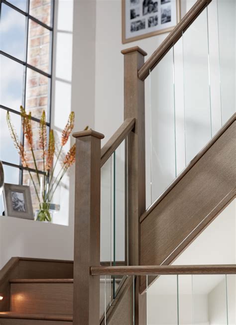 Dusted Oak Staircase With Glass Spindles Neville Johnson