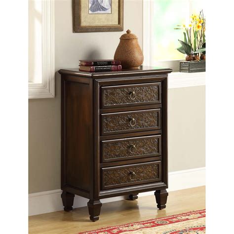 Bombay company four drawer bow front jewelry chest. Bombay Dark Brown Engraved 4-drawer Chest - Free Shipping ...
