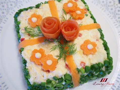 One that is full of color, veggies, a mixture of potatoes, with a little spunk to it, like maybe. Halal Japanese Potato Salad Cake, A Tasty Eye Candy Recipe!