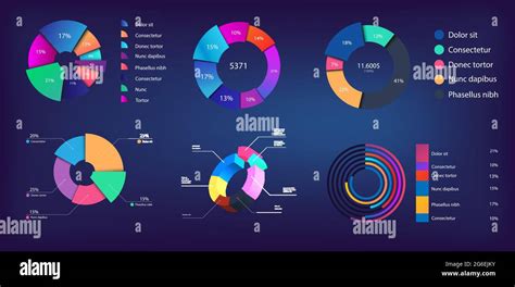 Neon Gradient Pie Chart Infographic Collection For Reports And