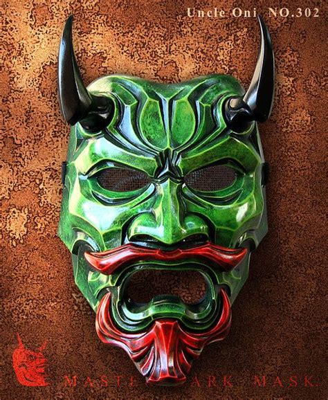 Uncle Oni Mask 302 Green Fiberglass Japanese Noh Style Art Oni Mask