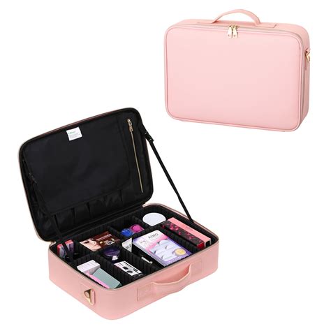 Mllieroo Portable Travel Makeup Train Case 158 Mini Makeup Bag Cosmetic Organizerpink
