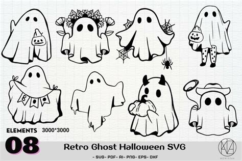Retro Ghost Halloween Sublimation Svg