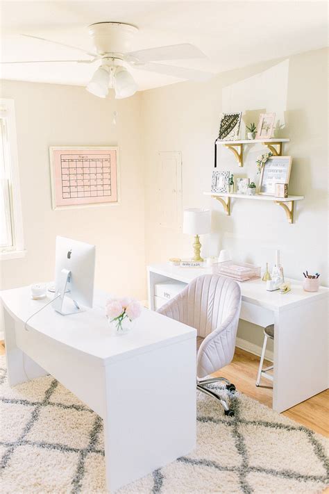 Blush White And Gold Home Office Design Wedding Photographers