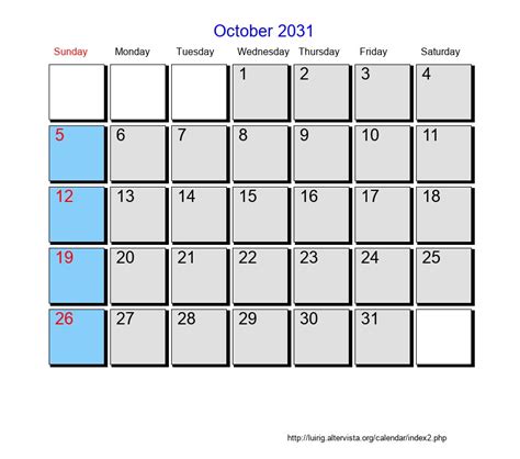 October 2031 Roman Catholic Saints Calendar