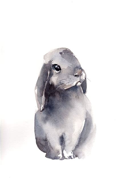 Original Watercolor Painting Bunny Painting Rabbit Watercolor