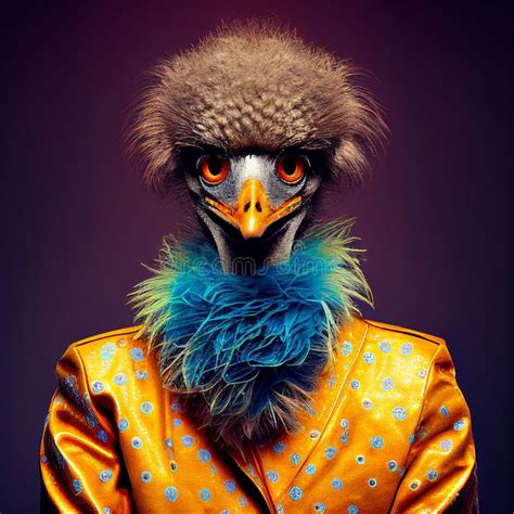 Realistic Lifelike Emu Bird In Fluorescent Electric Highlighters Ultra