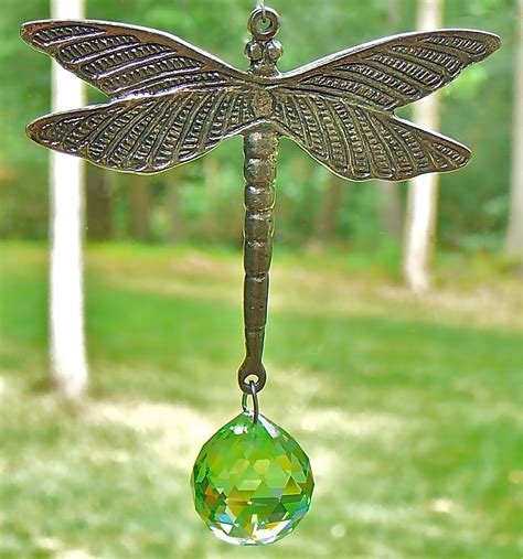 Dragonfly Suncatcher Pewter And Crystal Window Prism With