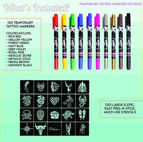 Looney Zoo Temporary Tattoo Markers For Skin 10 Body Markers 20