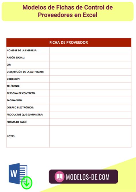 Formatos De Fichas De Proveedores En Excel Gratis