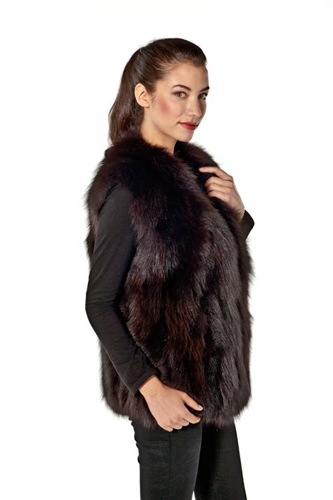 V Neck Style Plus Size Real Fox Fur Vest For Women Brown Ebay