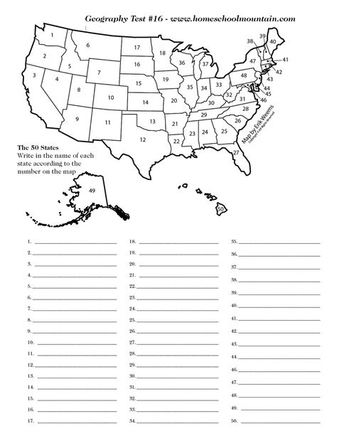 Quiz Worksheet About States Blank Map Of The United States Pdf