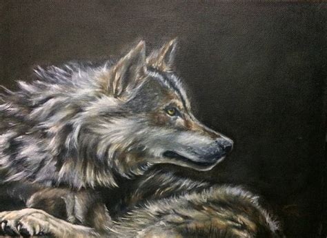 Grey Wolf Painting By Colin Mowat Saatchi Art