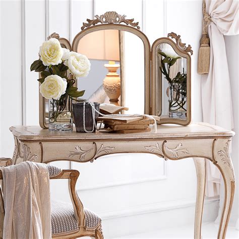 Kids wooden vanity make up table and stool set dressing tri folding mirror pink. Ornately Carved Italian Designer Small Dressing Table Set