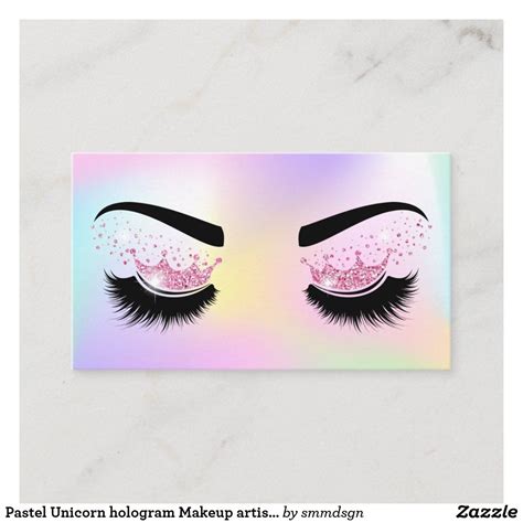 Shop hologram business card created by smarttaste. Pastel Unicorn hologram Makeup artist Crown Lash Business ...