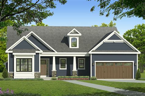 One Level Craftsman Home Plan With Office 790068glv Architectural