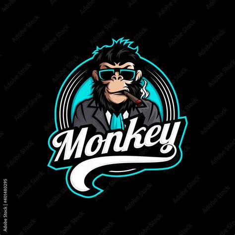 Vecteur Stock Monkey Mascot Logo Vector Animal Vector Illustration