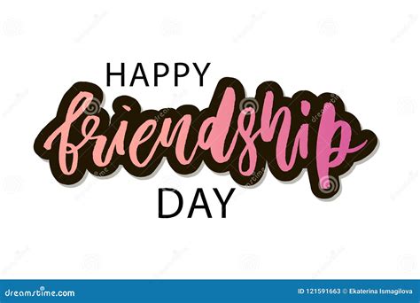 Happy Friendship Day Lettering Phrase Vector Sticker Stock Illustration Illustration Of