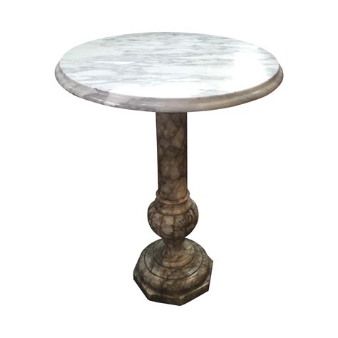 White Marble Side Tables - A Pair | Chairish