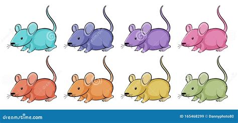 Isolated Set Of Mouse In Many Color Stock Vector Illustration Of Cute