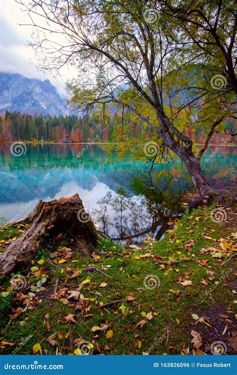 Lake Fusine Lago Di Fusine In North Italy In The Alps Stock Photo