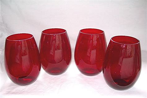Vintage Red Drinking Glasses Set Of Four By Atticdustantiques