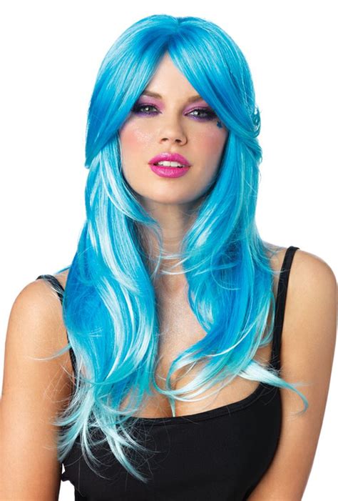 Long Wavy Wig Halloween Wigs Blue Wig