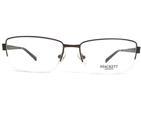 hackett large eyeglasses frames hek1113 165 brown rectangular half rim 58 17 150 eyeglass frames