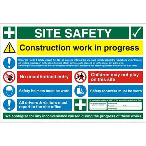 Construction Safety Board 900x600 3mm Foam Pvc Safety Ref