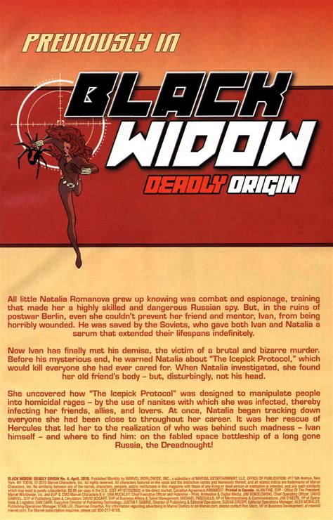 Black Widow Deadly Origin Issue 4 Read Black Widow Deadly Origin