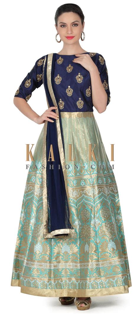 Blue Anarkali Suit With Embroidered Bodice Only On Kalki Indian Dresses Embroidered Bodice