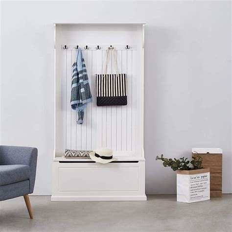 Wooden Hallway Coat Hanging Rack With Shoe Storage Cabinet And Bench