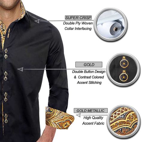 Black Dress Shirt With Gold Design