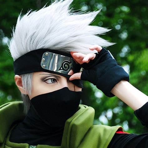 Anime Naruto Hatake Kakashi Short Silver White Layered