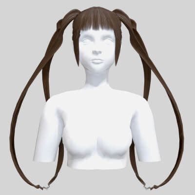 Pigtails Female Hairstyle V14333 3D Model By Nickianimations