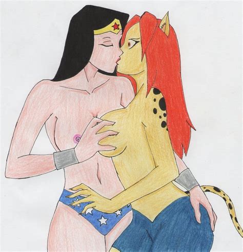 Rule 34 2girls Cheetah Dc Dc Female Groping Breasts Kissing