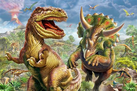 T Rex And Triceratops Evocative Poster Photowall