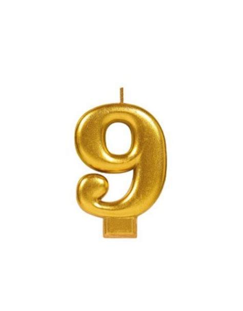 Numeral Metallic Candle 9 Gold Its My Party