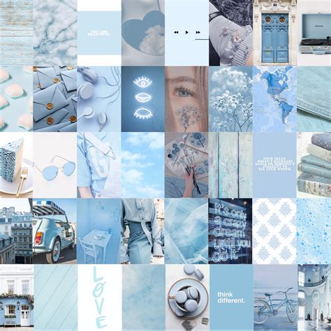 Baby Blue Wall Collage 50 Photos Room Aesthetic Wall Art