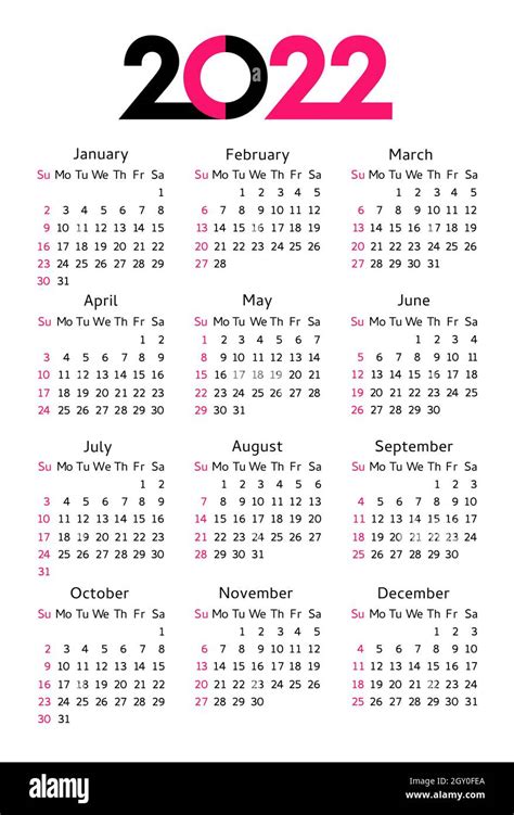 Calendar 2022 Year Editable Template Week Start Sunday Happy New Year