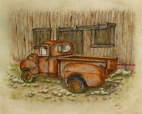 Rusty Old Ford Pickup Truck Painting By Kelly Mills